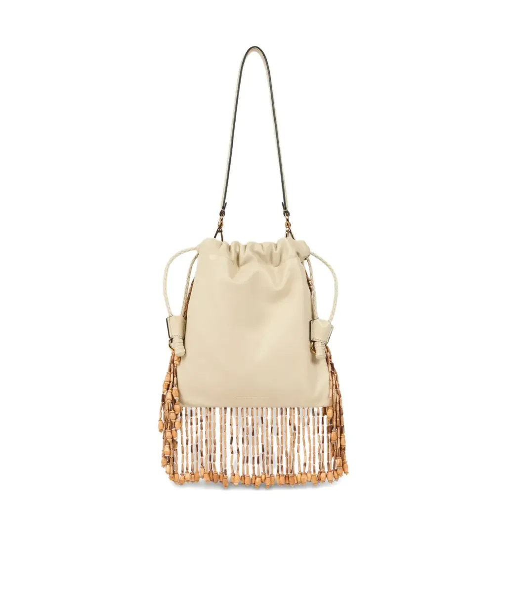 Small Leather Kalispera Bag With Beads And Fringing