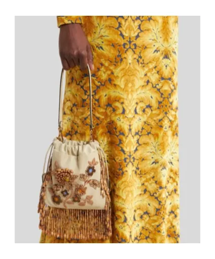 Small Leather Kalispera Bag With Beads And Fringing