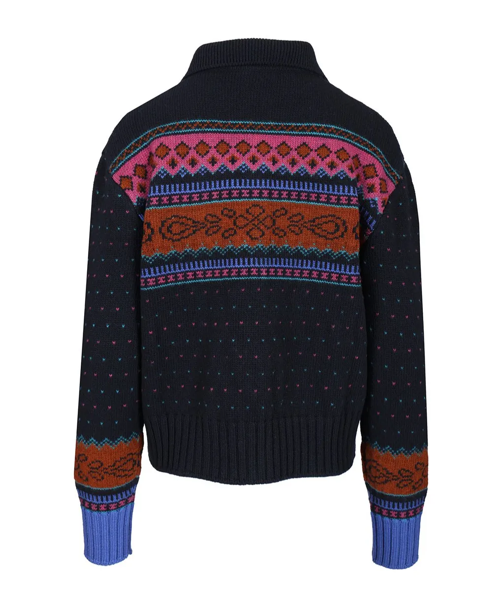 Wool Cardigan With Jacquard Motif