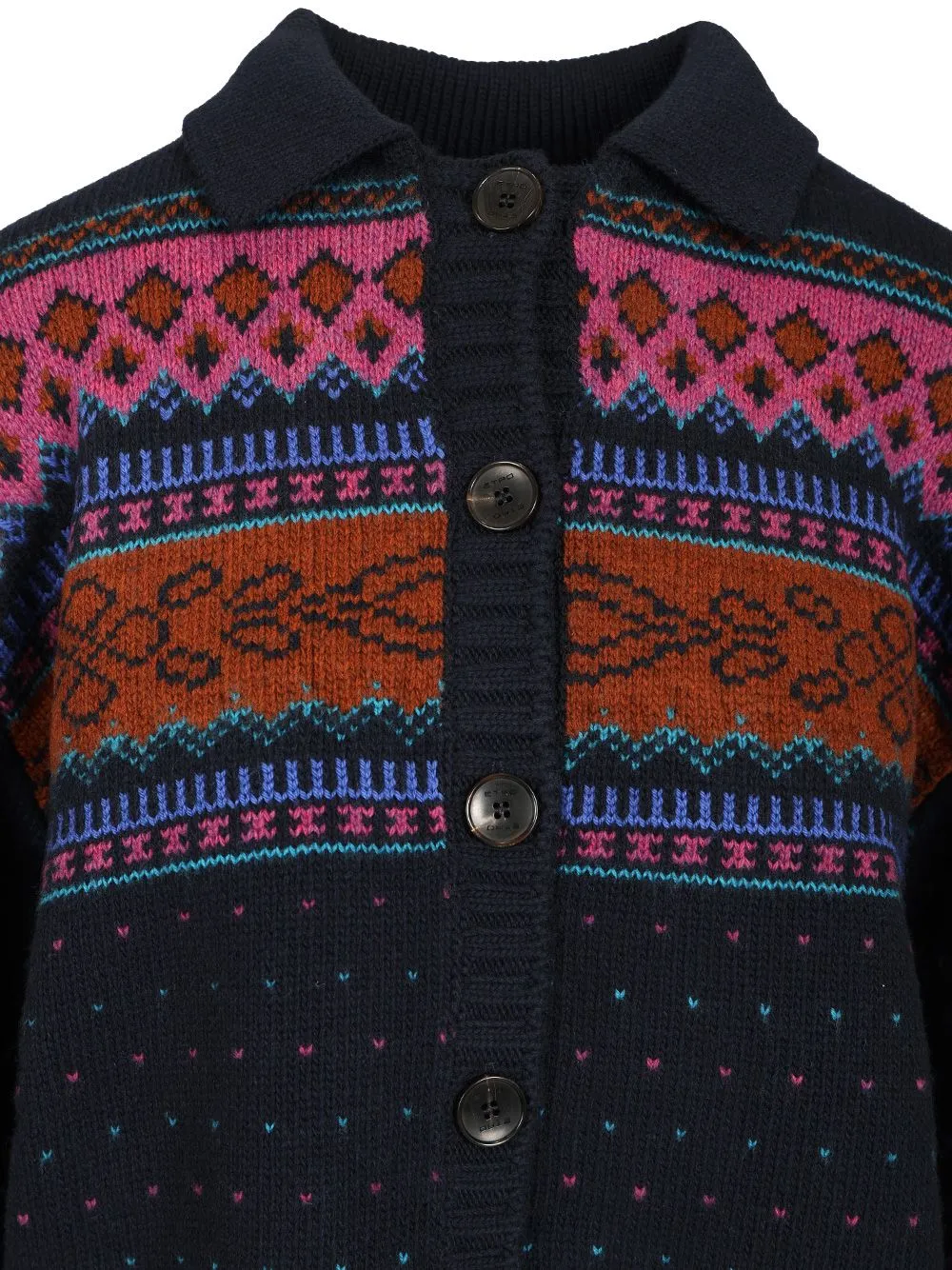 Wool Cardigan With Jacquard Motif