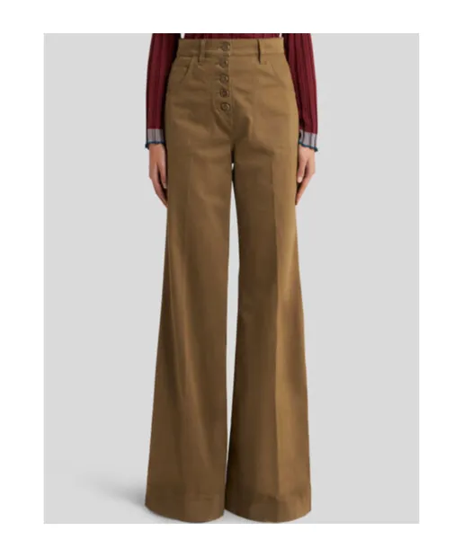 Flared Denim Jeans With Pegaso Buttons