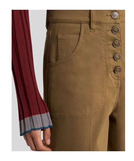 Flared Denim Jeans With Pegaso Buttons
