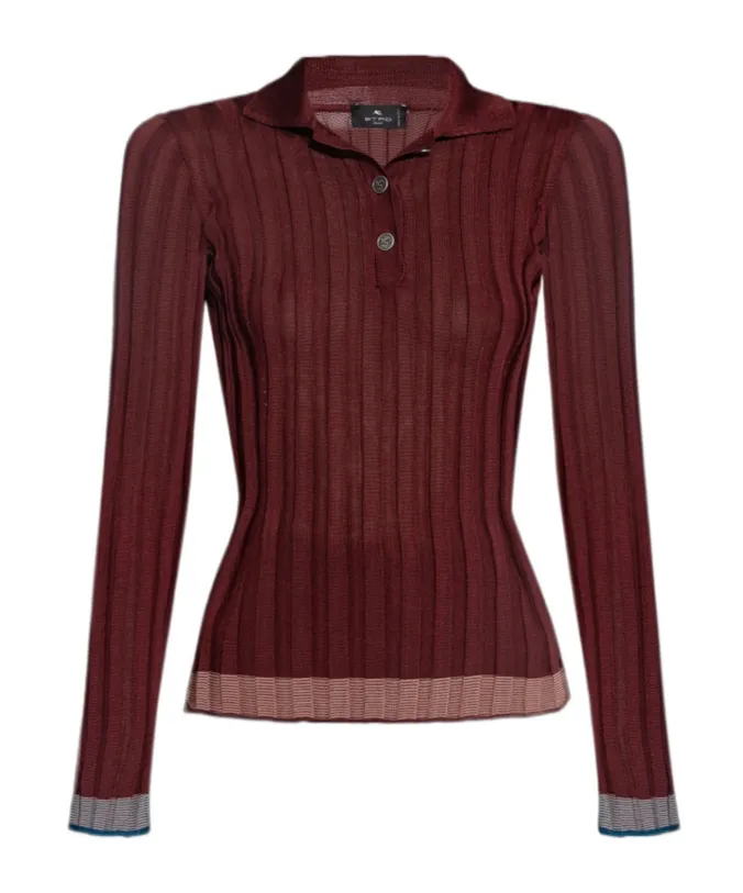 Ribbed Polo Shirt With Pegaso Buttons