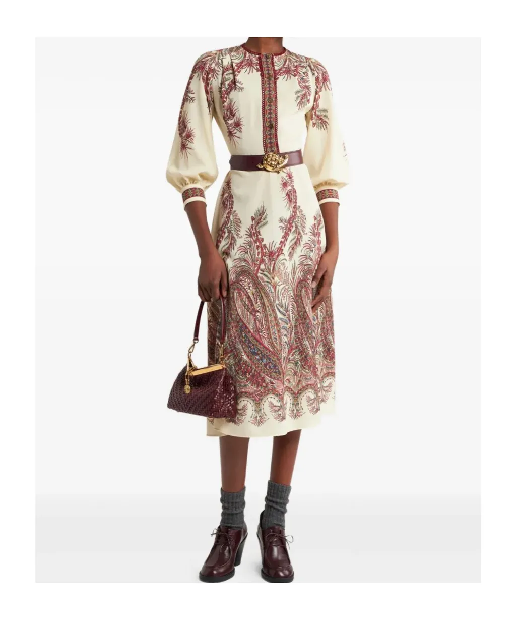 Sable Dress With Placed Print