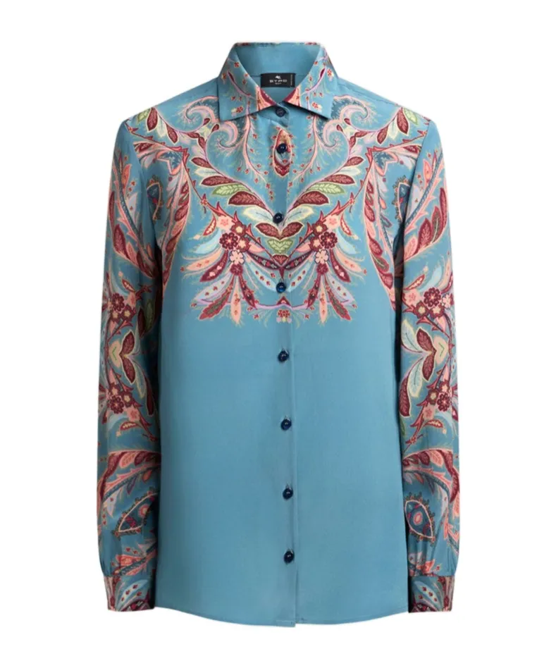 Silk Shirt With Placed Print