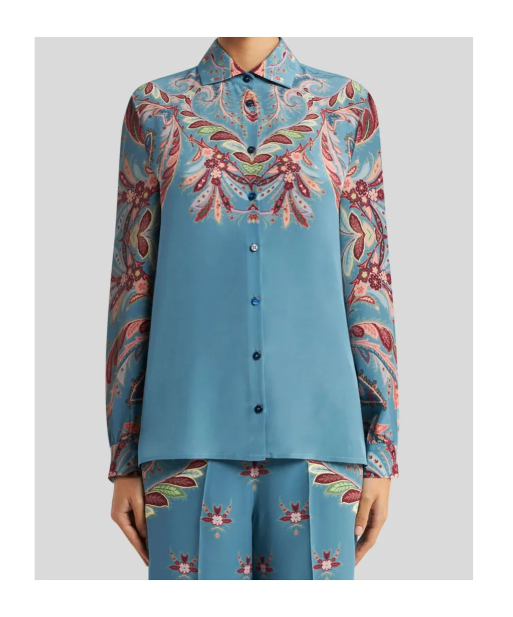 Silk Shirt With Placed Print
