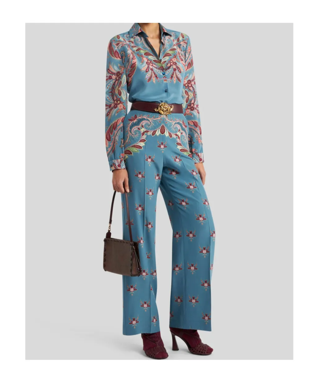 Silk Shirt With Placed Print