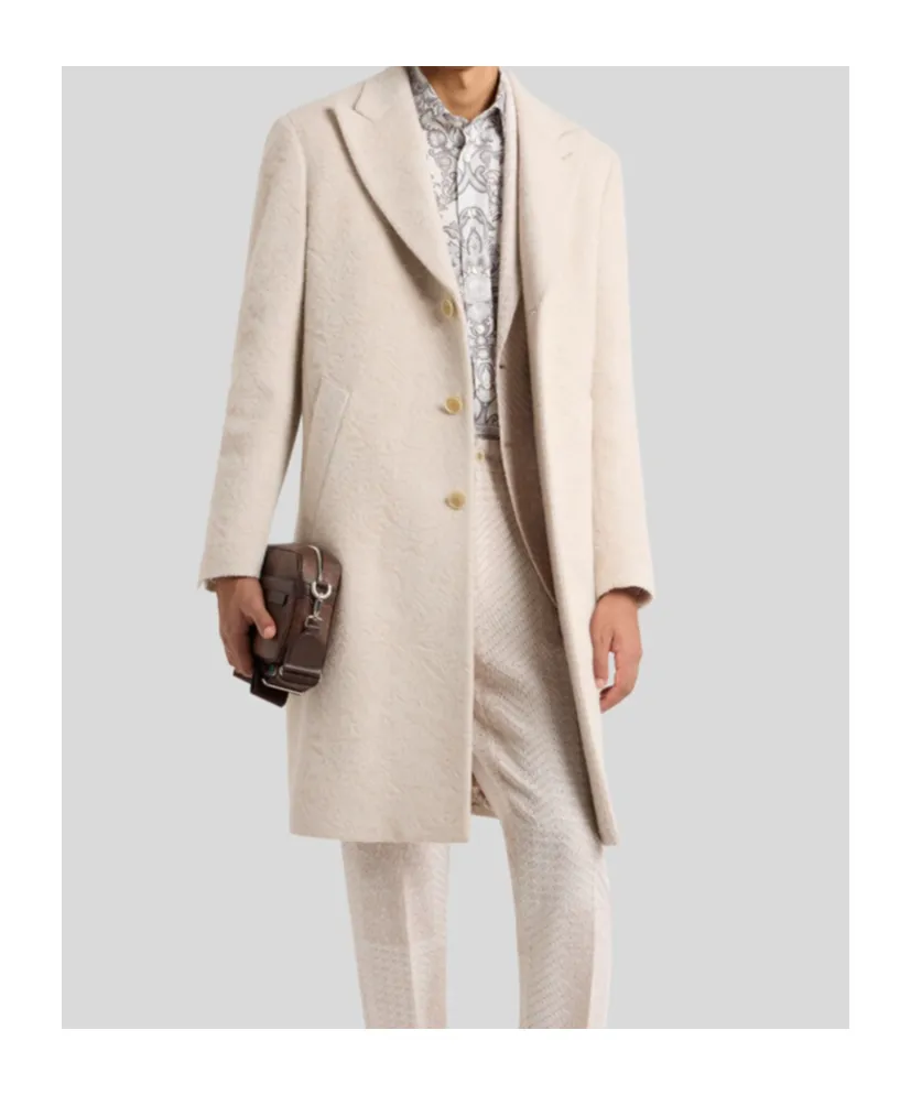 Wool-Blend Jacquard Coat