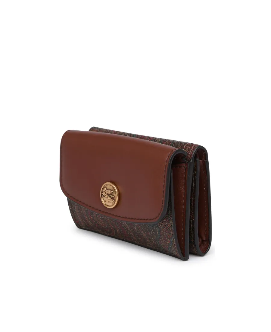 Paisley-Jacquard Foldover Top Wallet