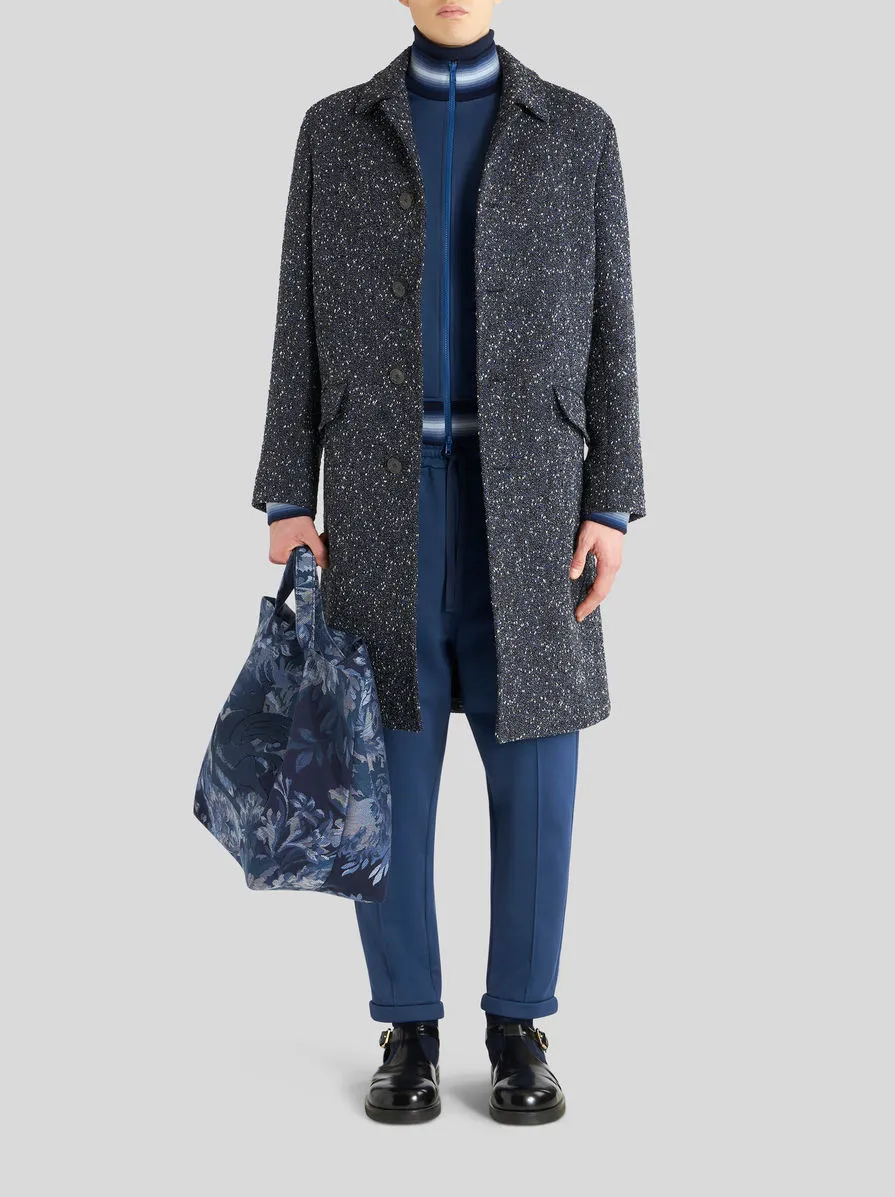 Wool Coat With Knopped Fabric