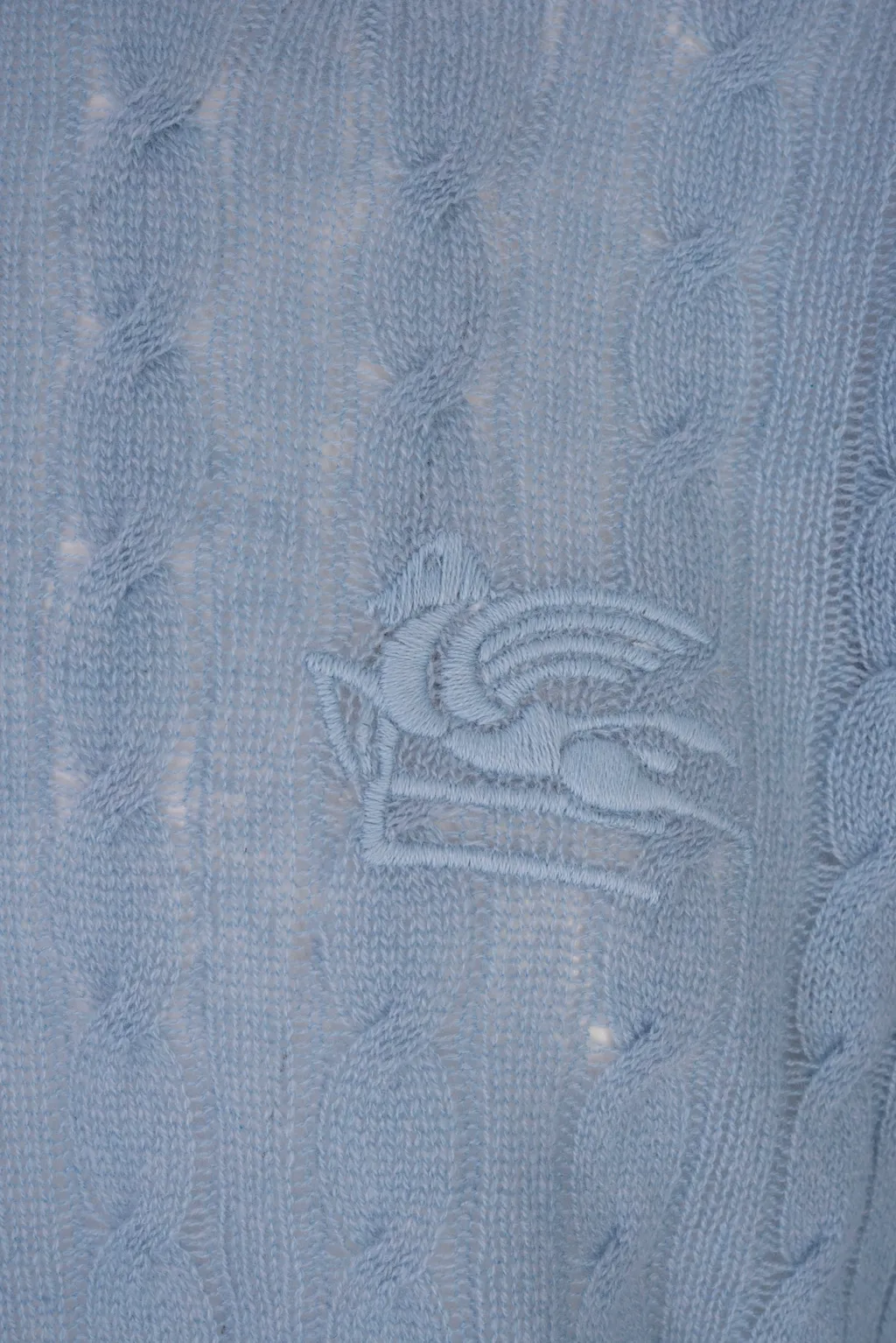 Logo Embroidered Cable-Knitted Crewneck Jumper
