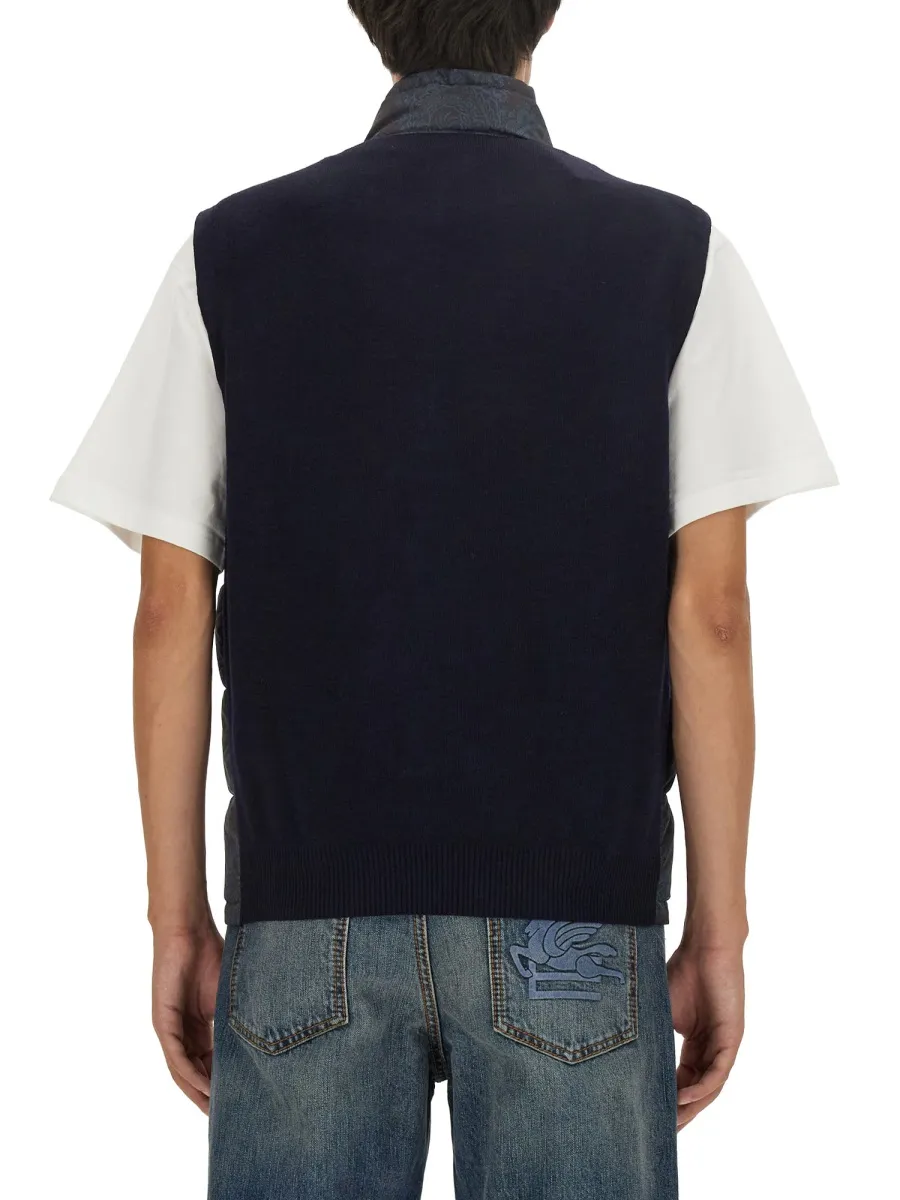 Sleeveless Paisley Printed Down Jacket