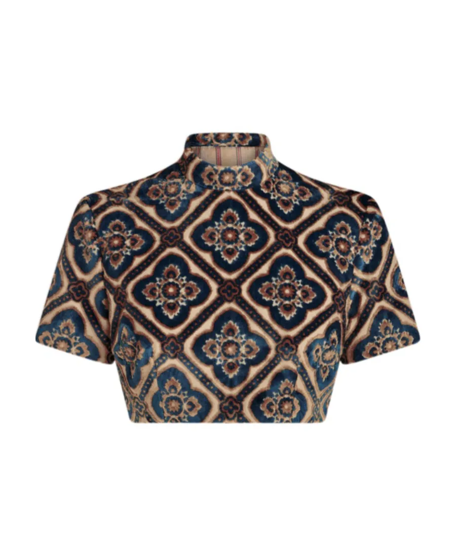 Paisley Print Cropped Top