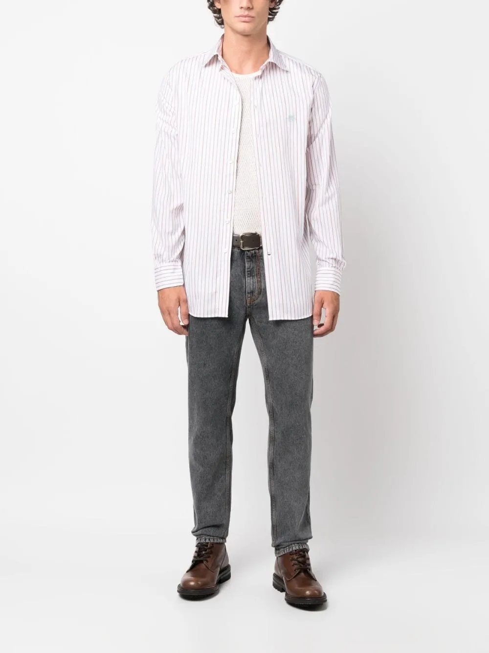 Logo-Embroidered Striped Shirt