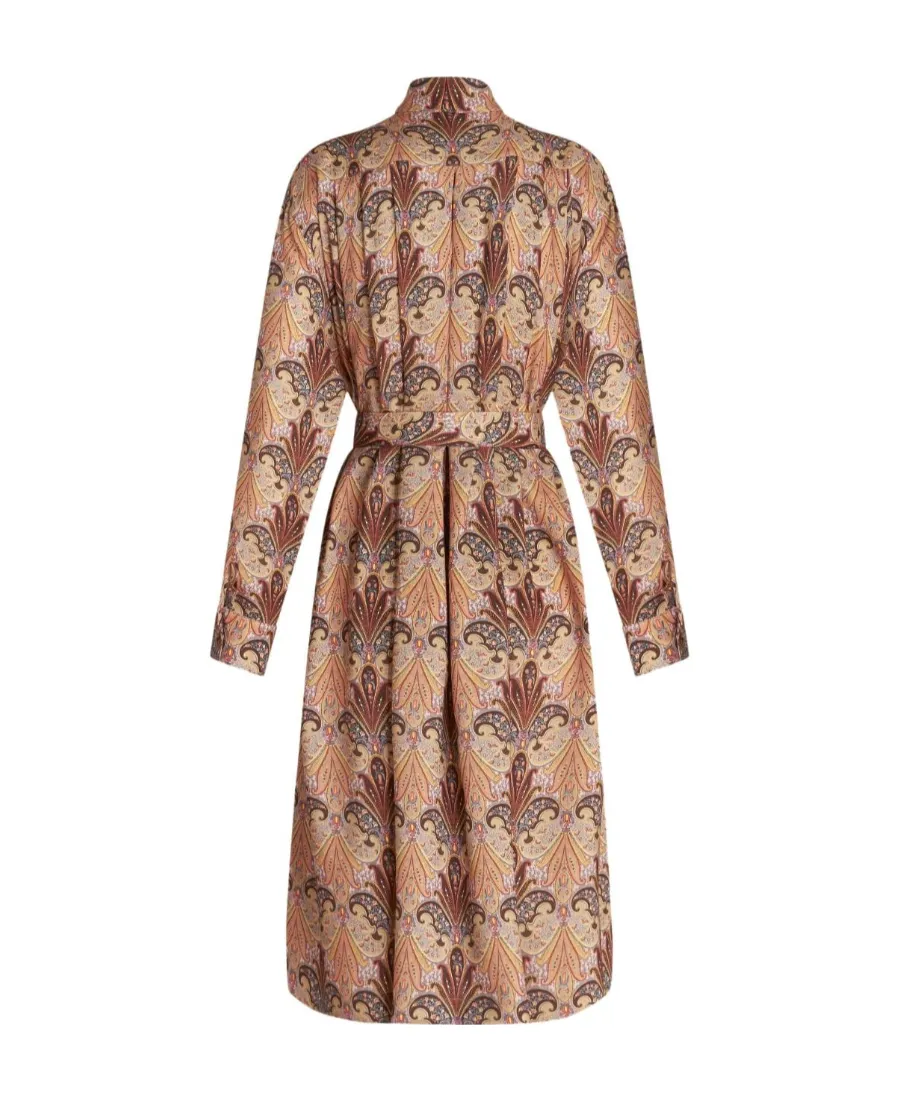 Paisley-Printed Long-Sleeved Shirt Dress