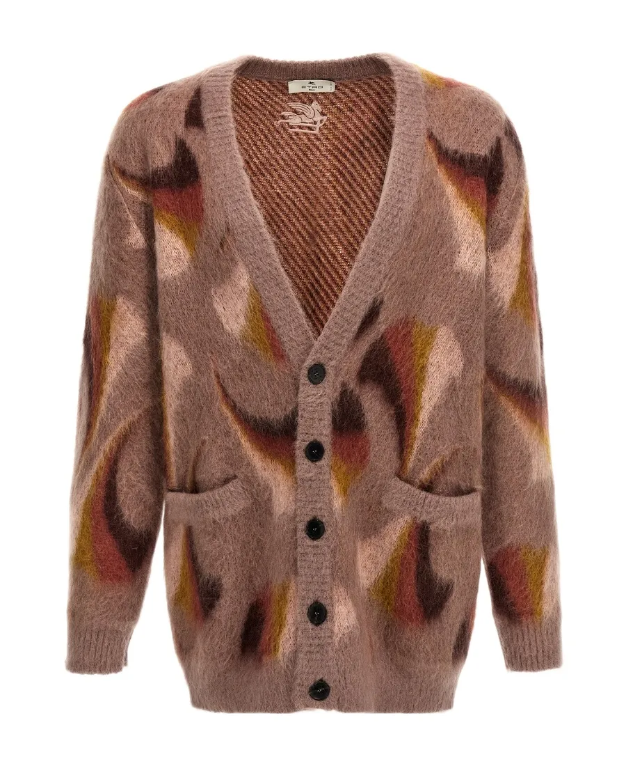 Button-Up Jacquard Knitted Cardigan