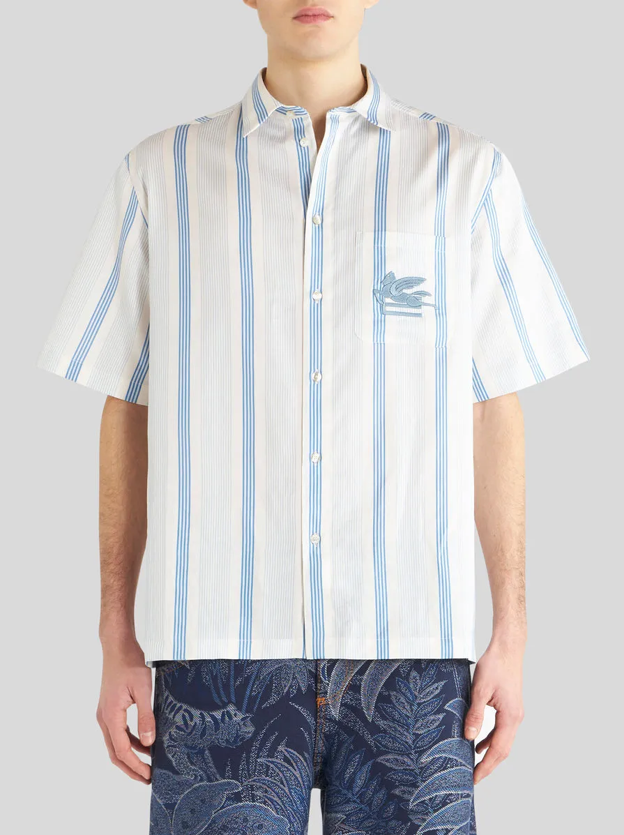 Striped Logo Embroidered Shirt