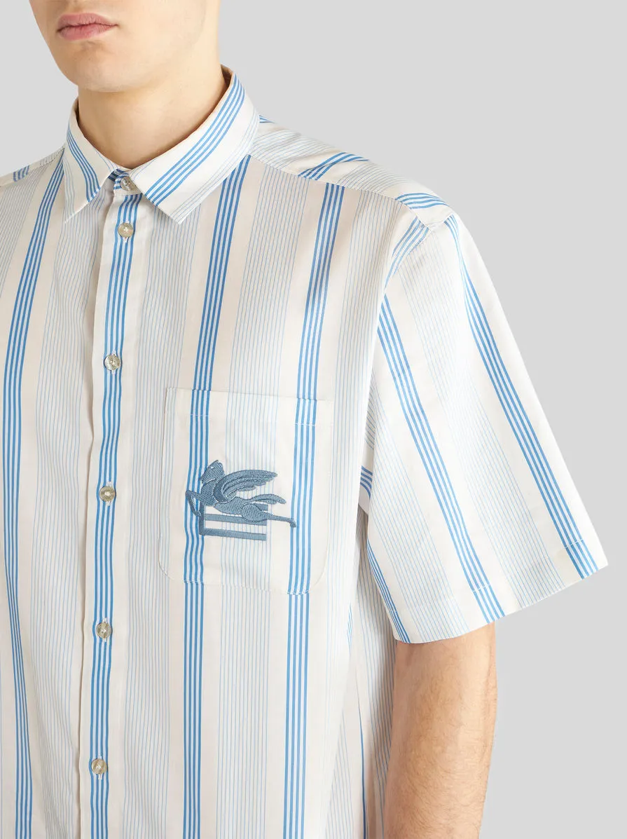 Striped Logo Embroidered Shirt