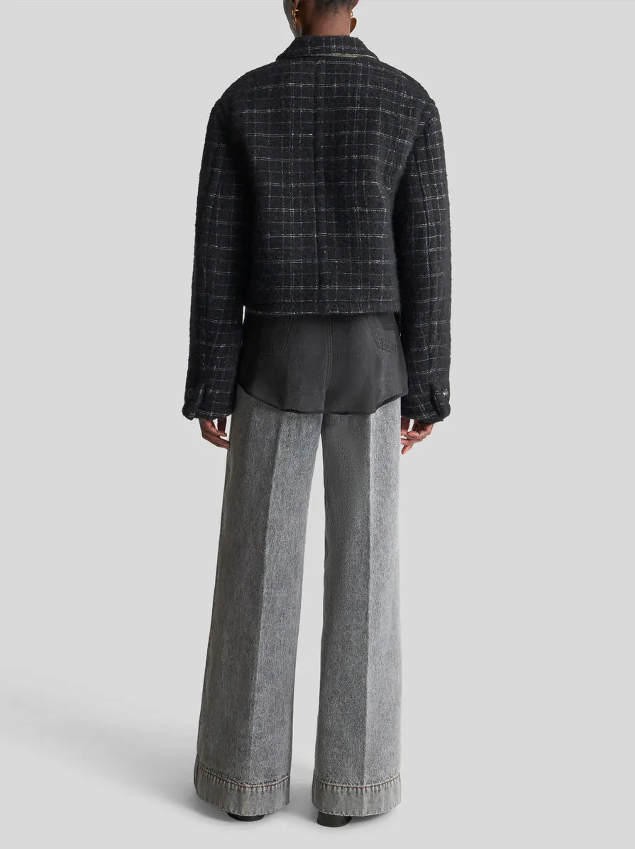 Floral Embroidered Checked Coat