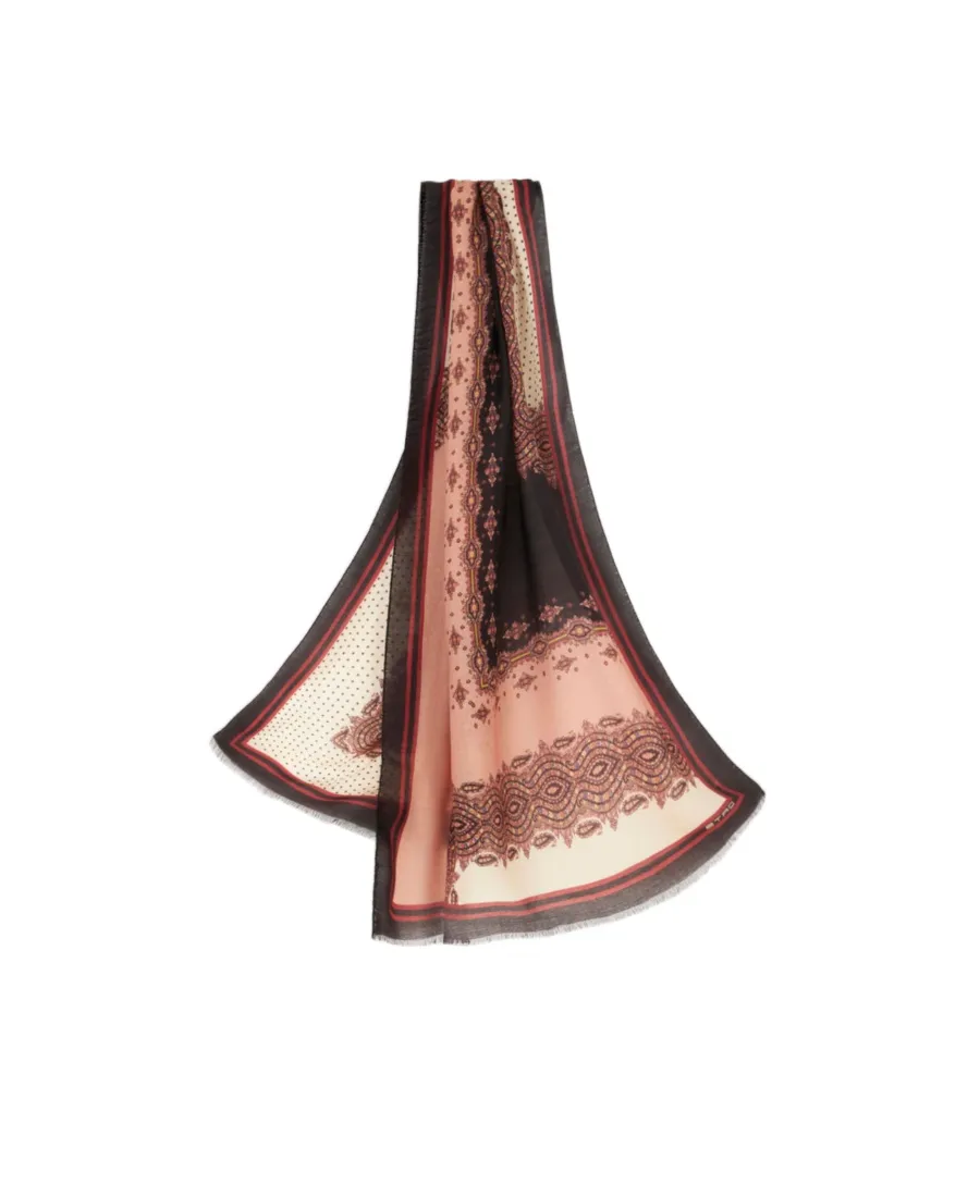 Paisley Printed Frayed Hem Scarf