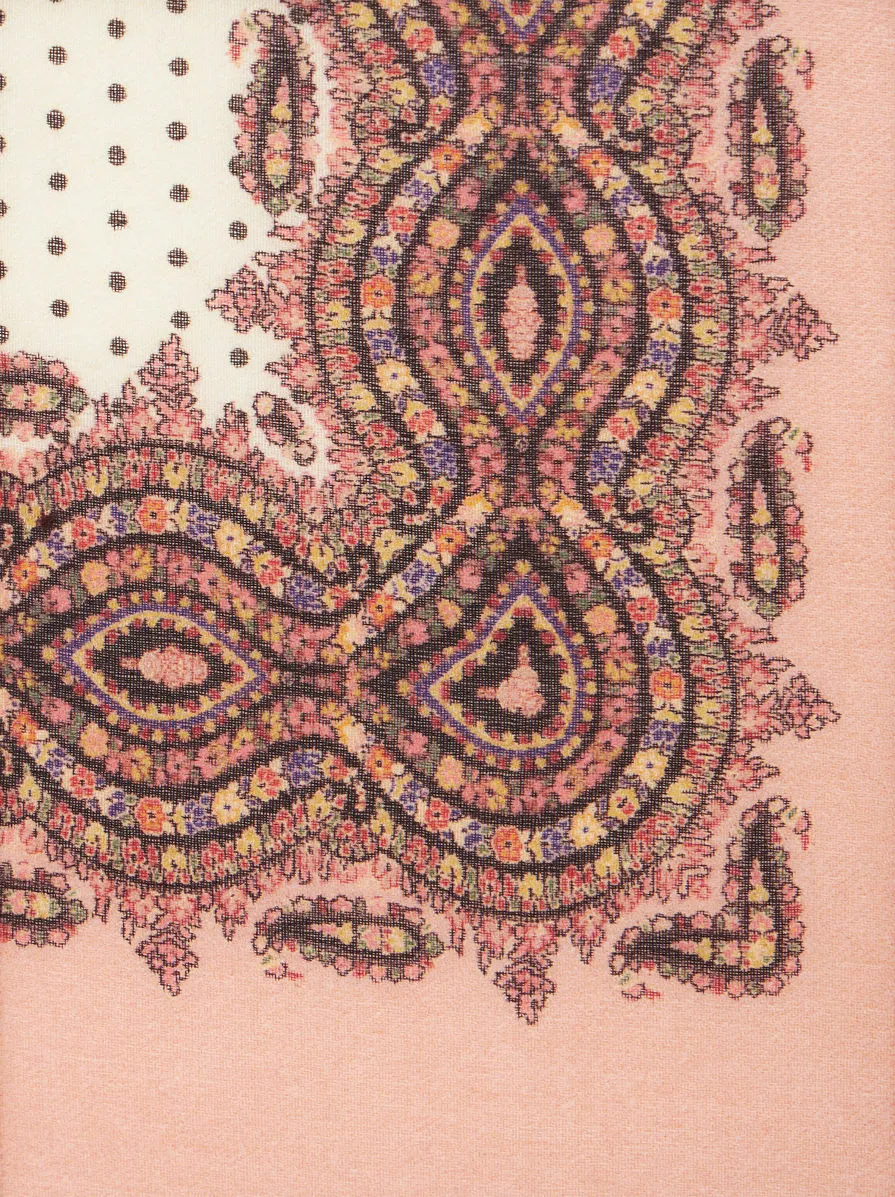 Paisley Printed Frayed Hem Scarf
