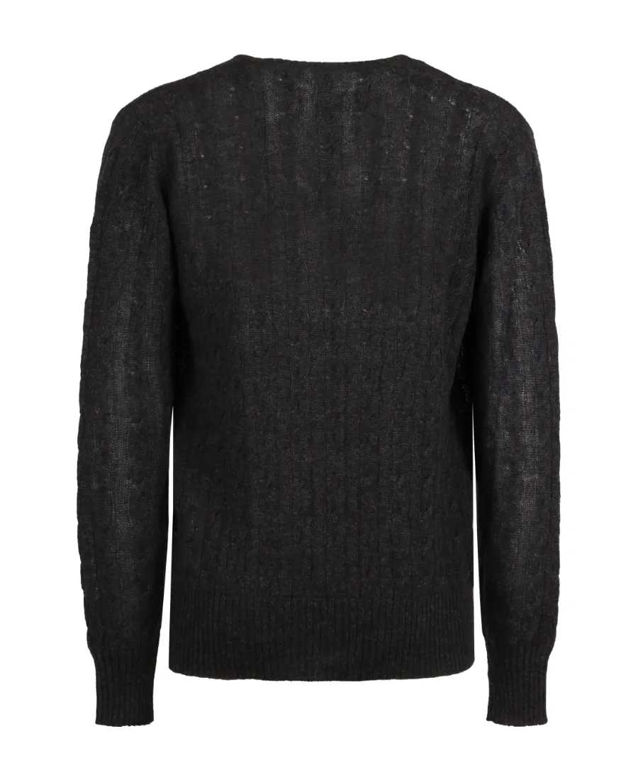 Logo-Embroidered V-Neck Knitted Jumper