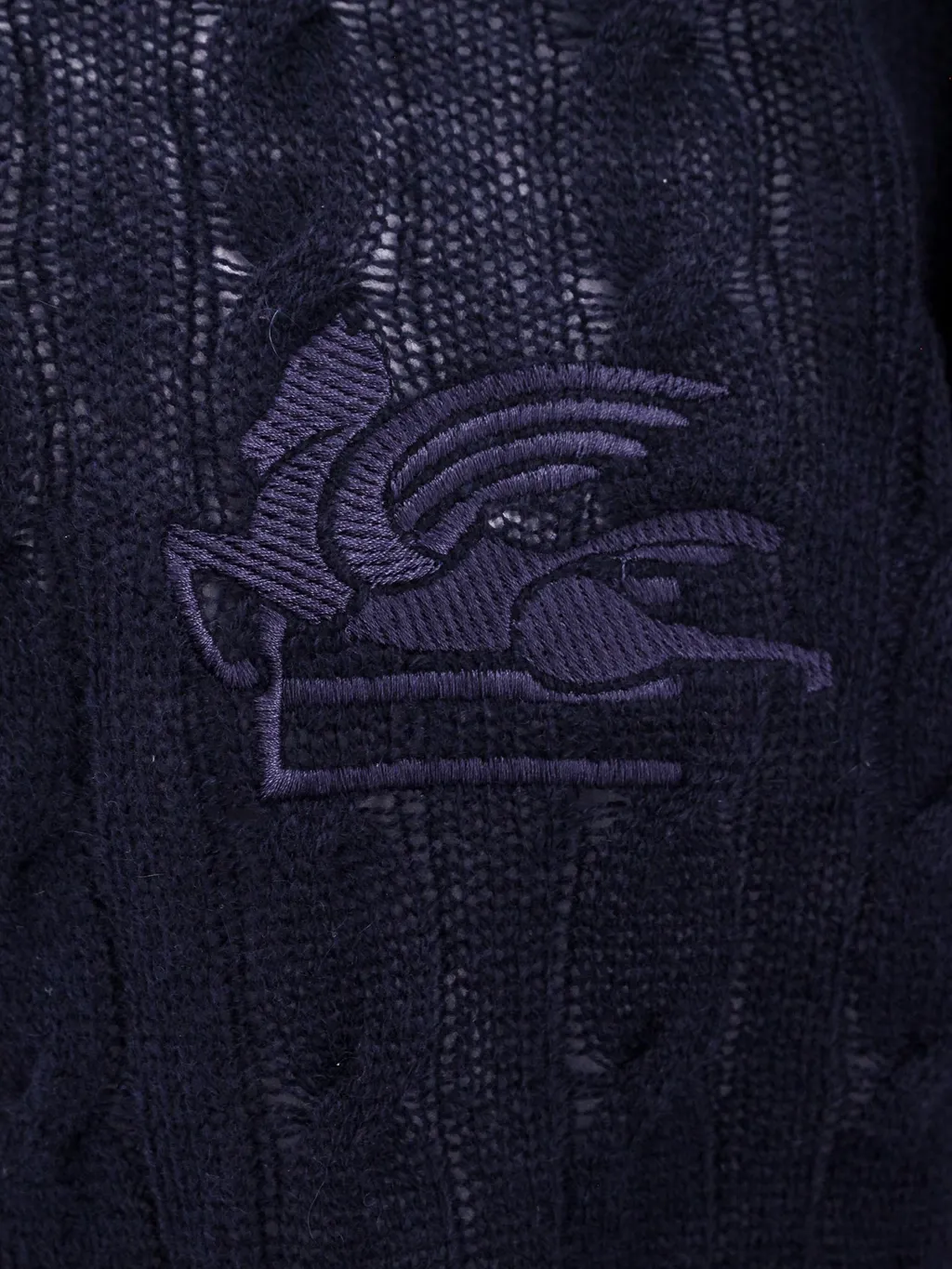 Logo Embroidered Roll-Neck Cable-Knitted Jumper