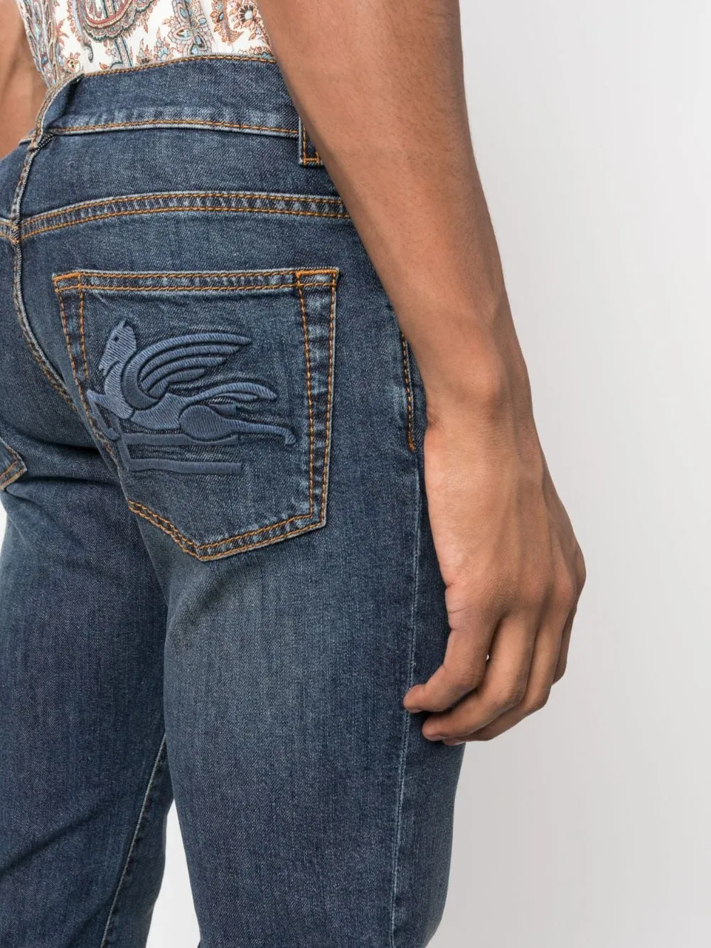 Jeans With Pegaso Embroidery On Rear