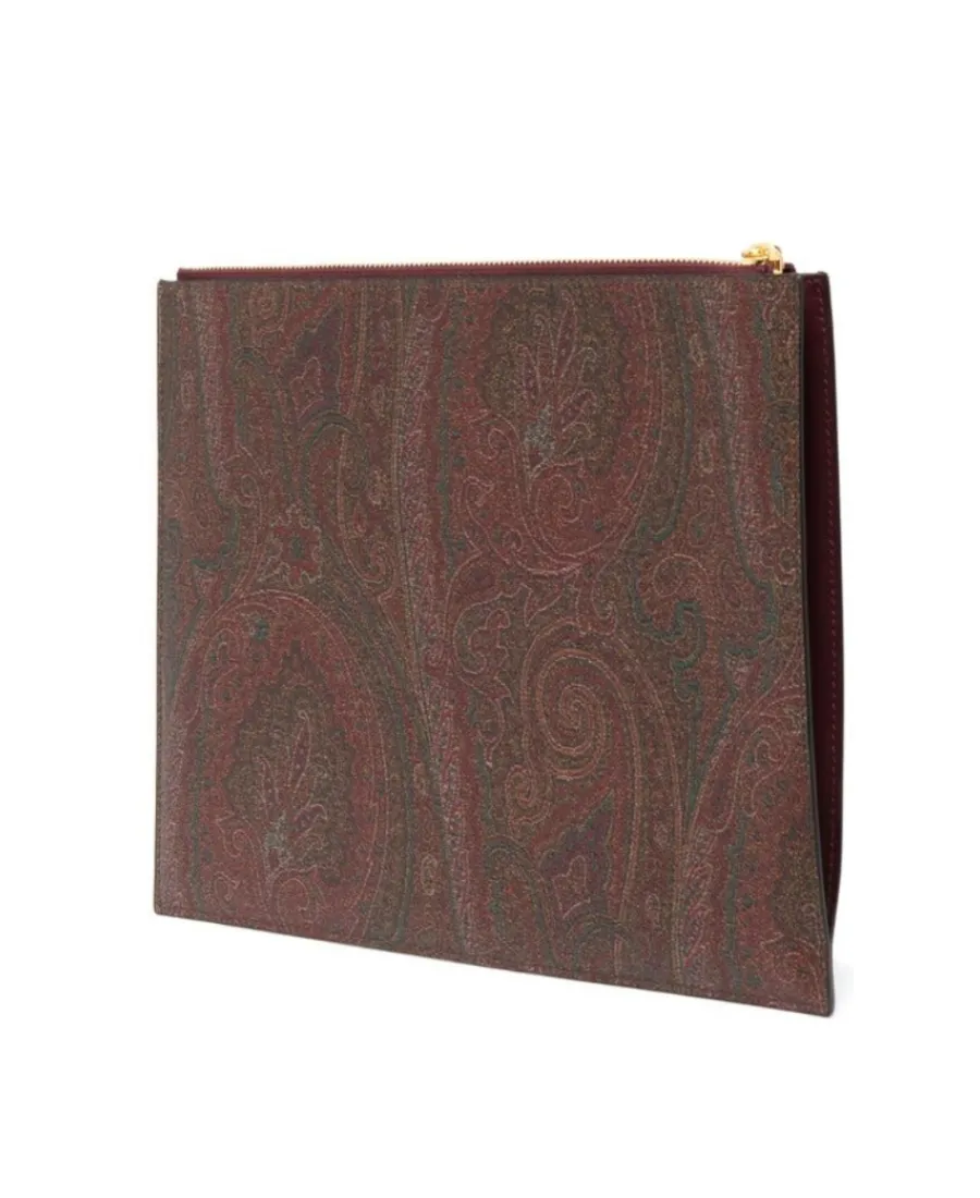 Paisley-Print Canvas Clutch Bag