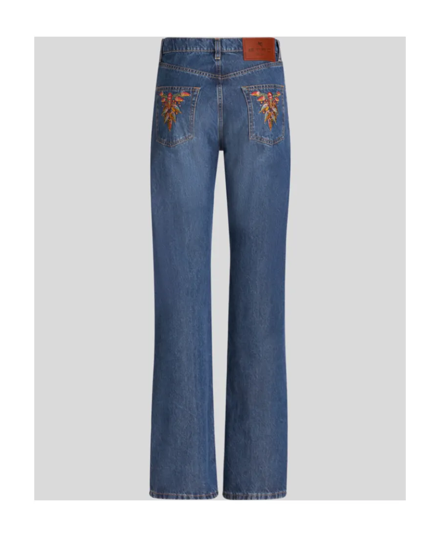 Floral Embroidered Bootcut Jeans