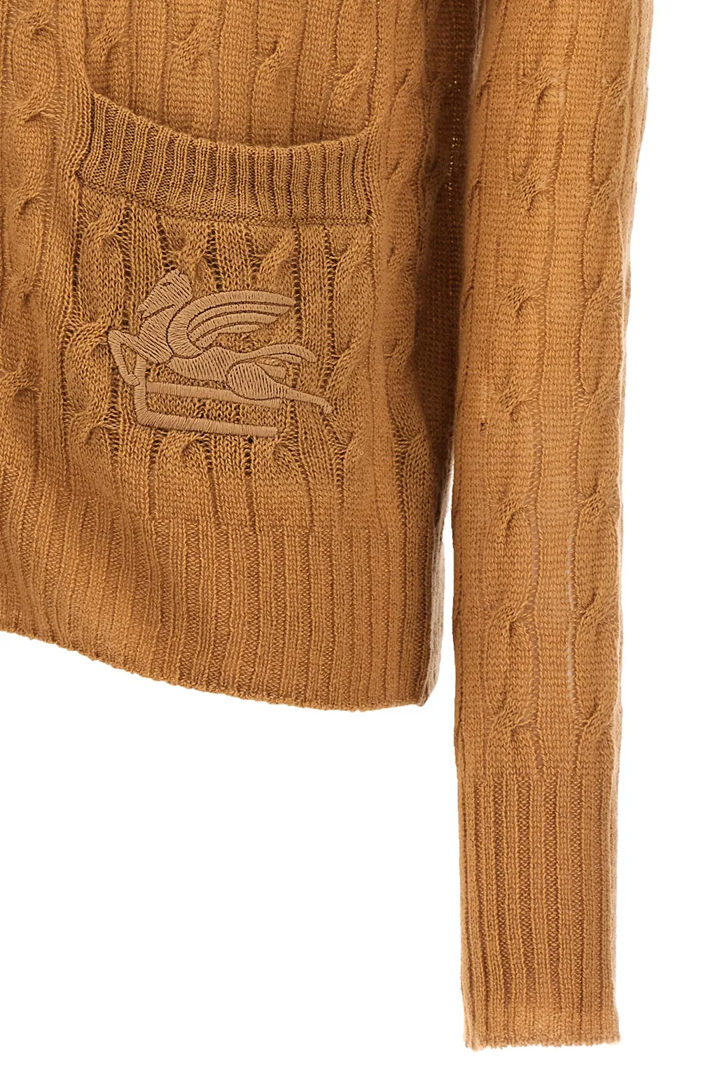 Cable-Knitted Button-Up Cardigan