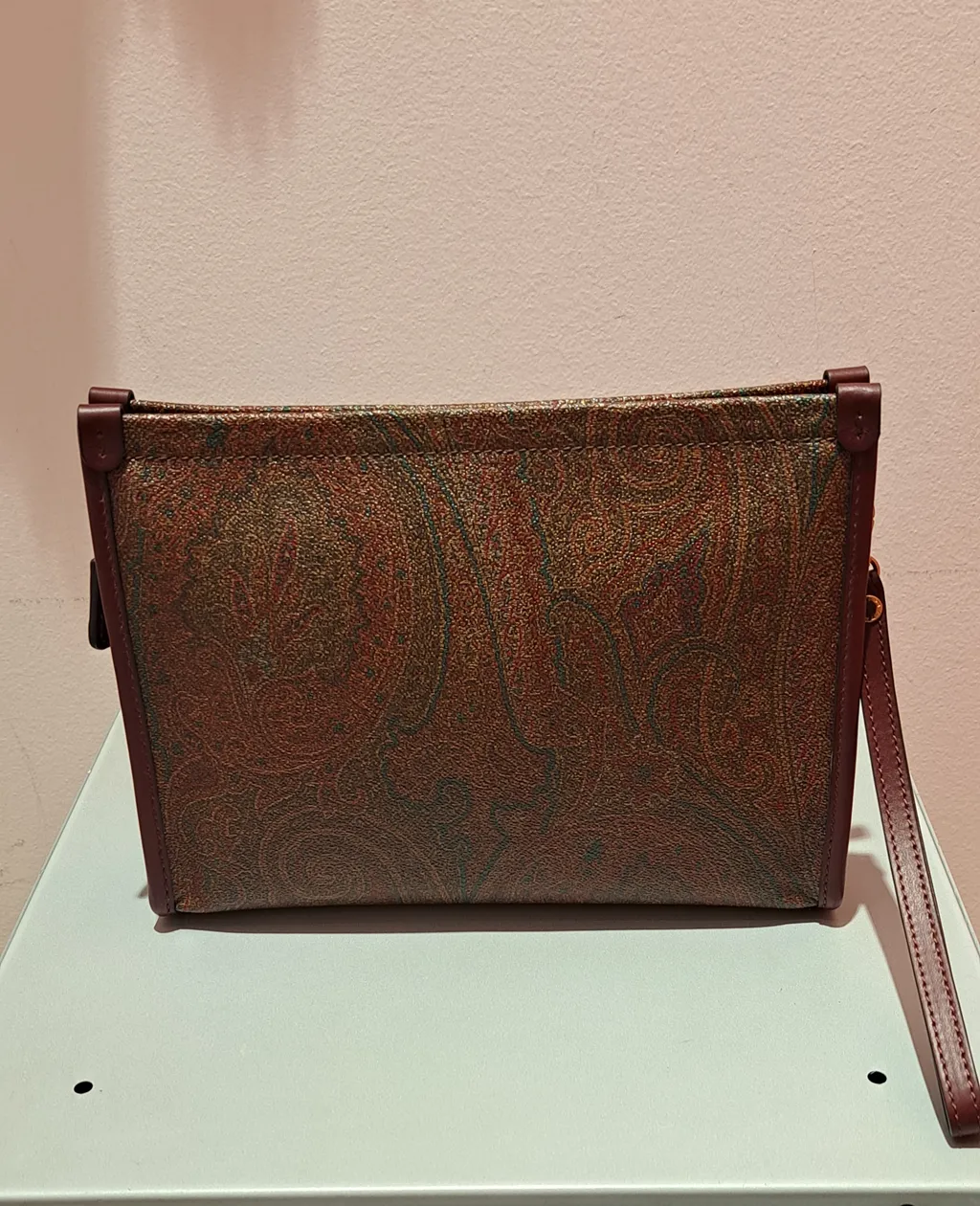 Paisley-Print Leather Clutch Bag