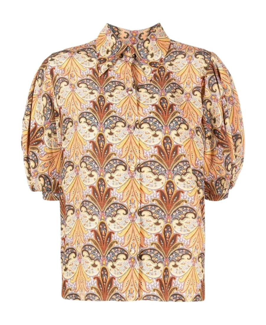 Paisley Printed Puff Sleeved Shirt
