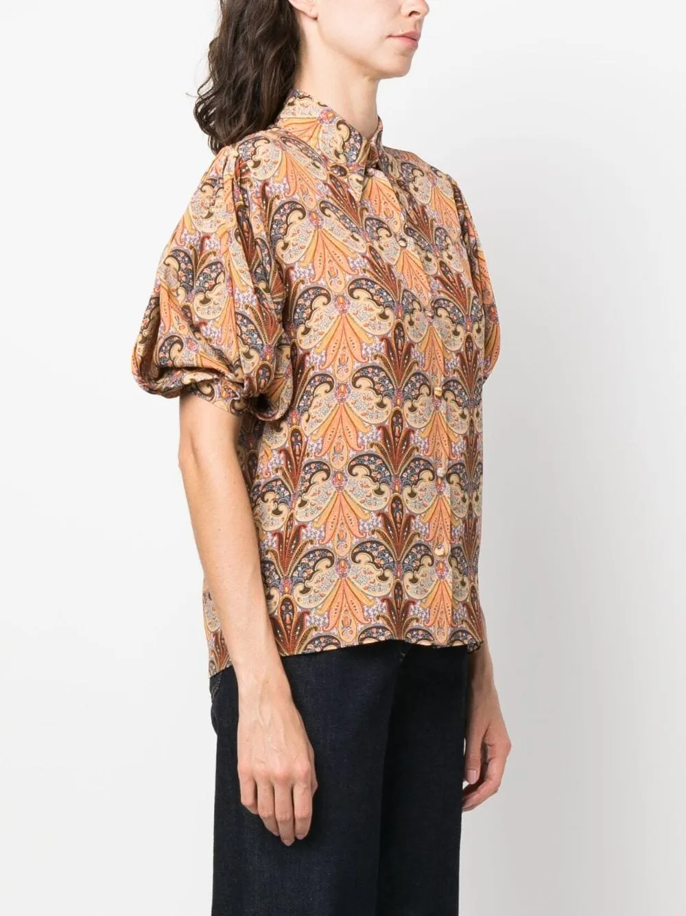 Paisley Printed Puff Sleeved Shirt
