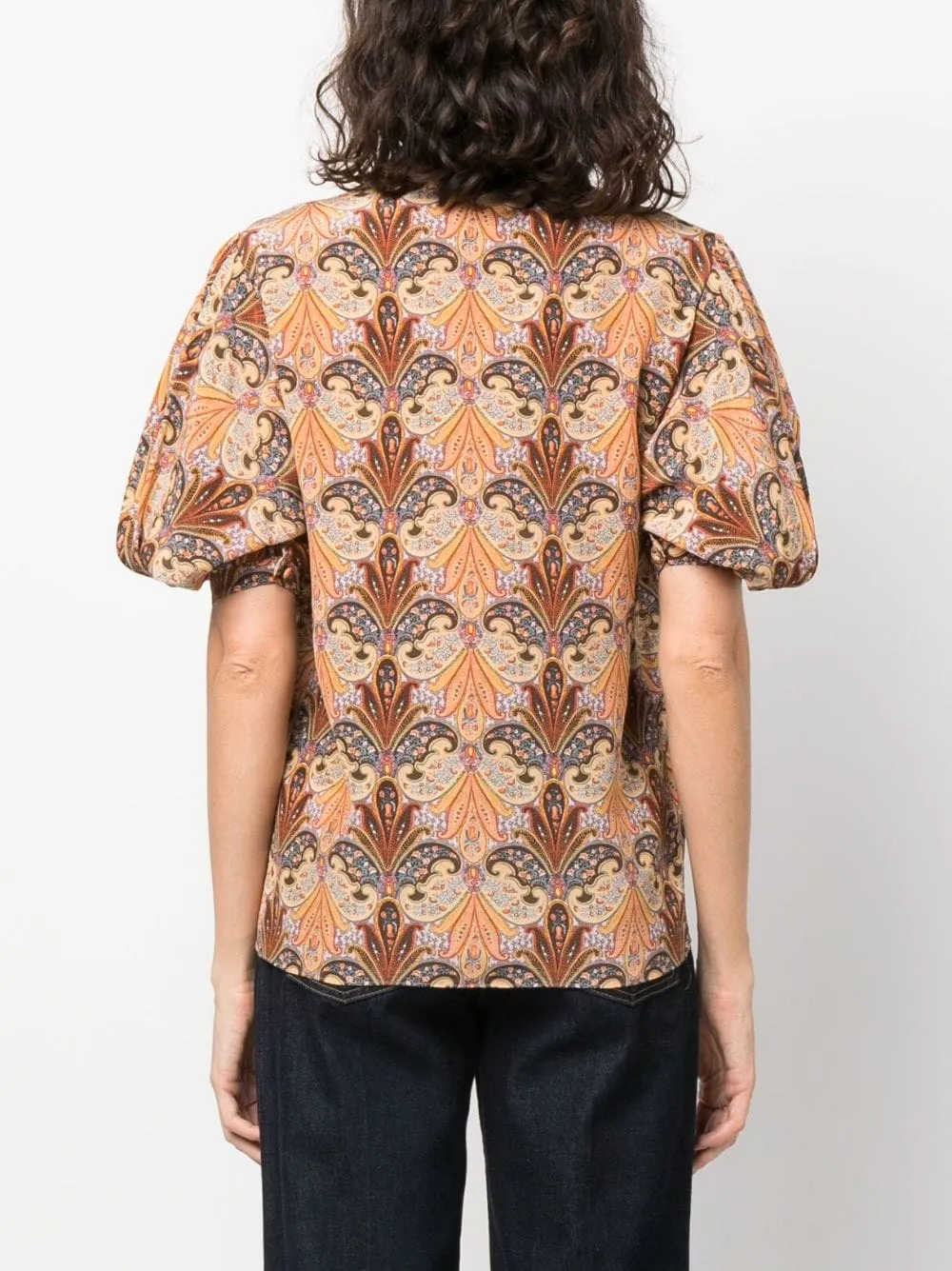Paisley Printed Puff Sleeved Shirt