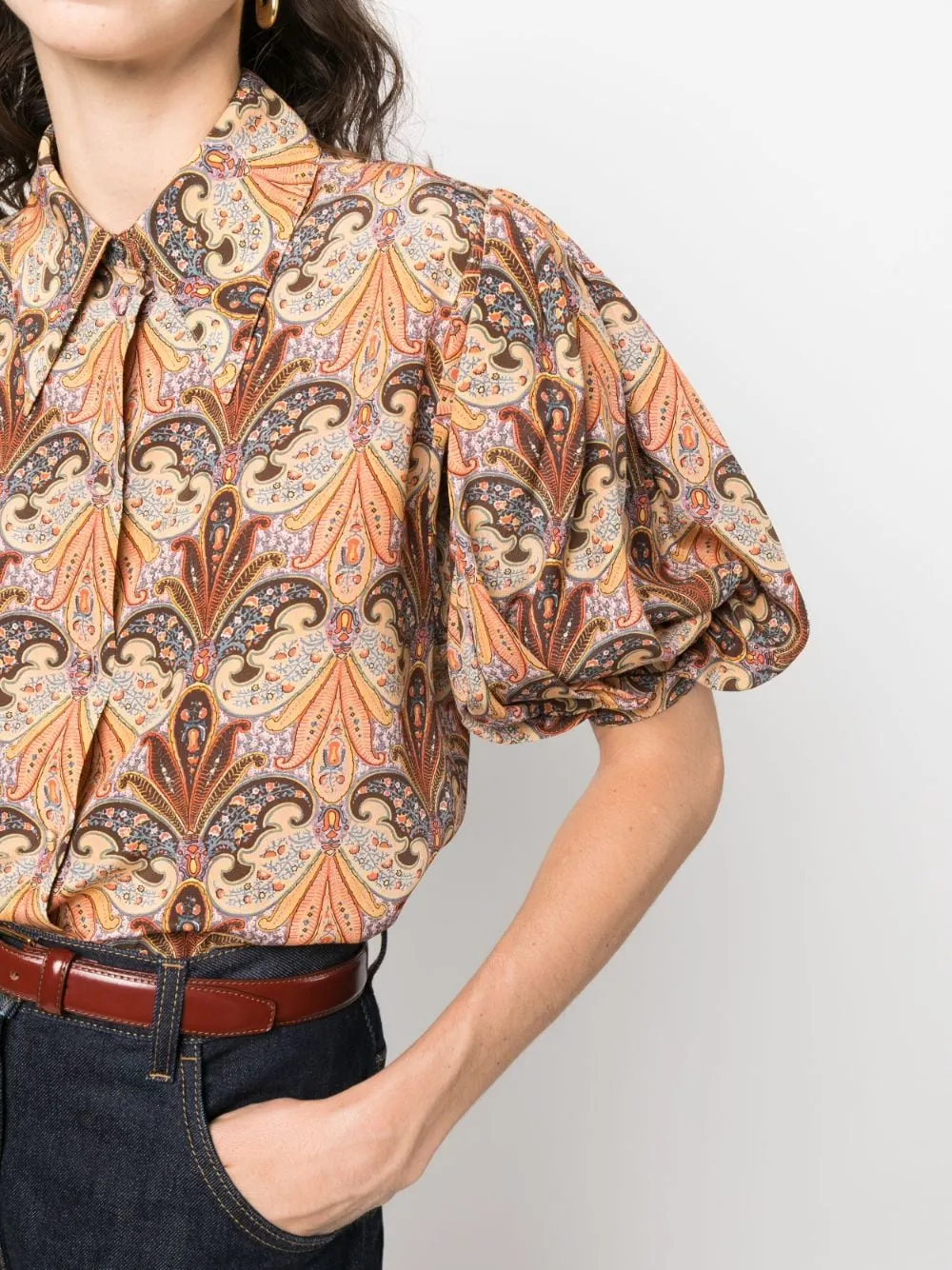 Paisley Printed Puff Sleeved Shirt