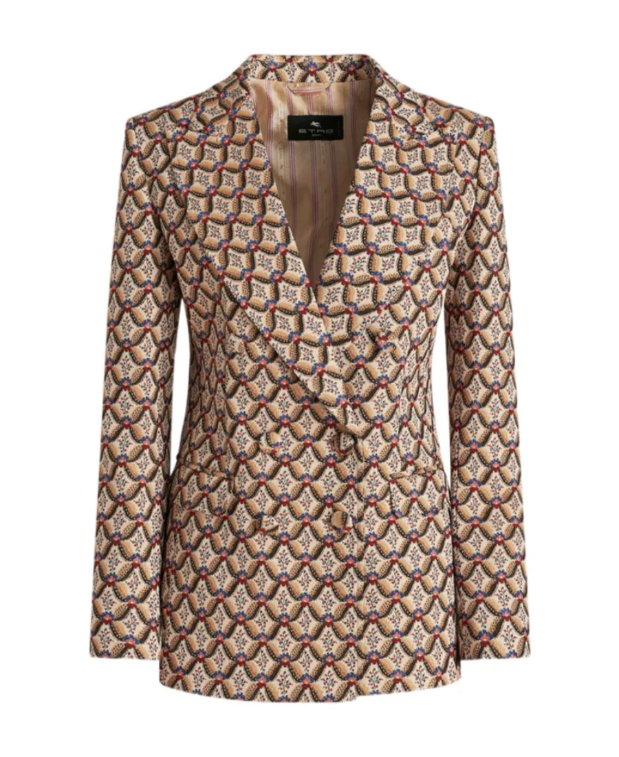 Pattern Jacquard Double-Breasted Jacket