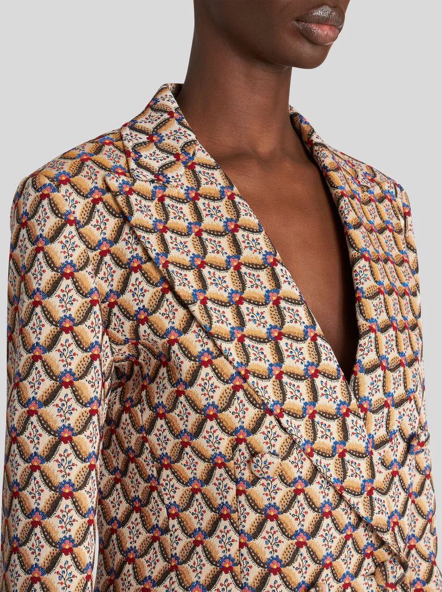 Pattern Jacquard Double-Breasted Jacket