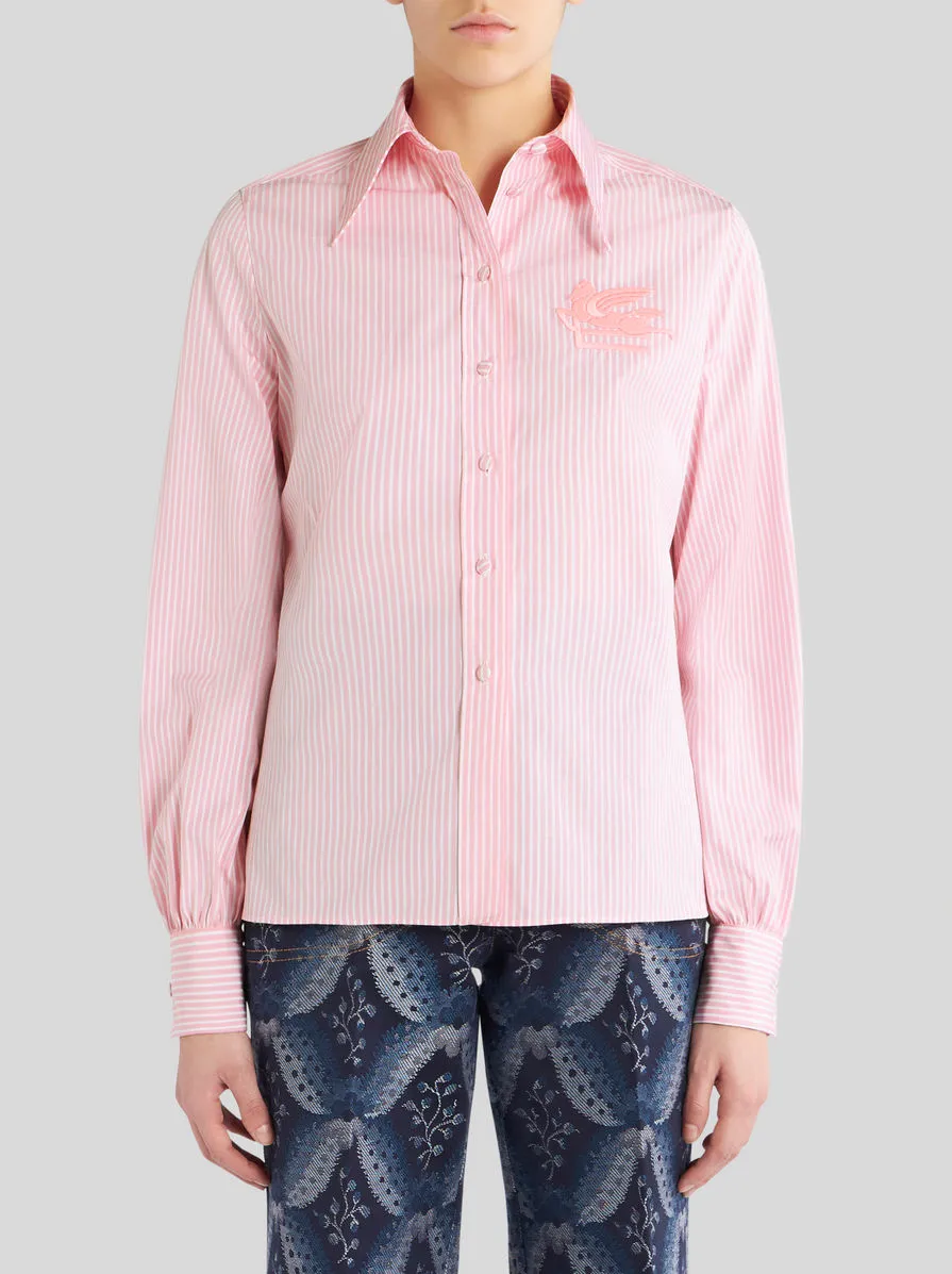 Logo-Embroidered Striped Buttoned Shirt