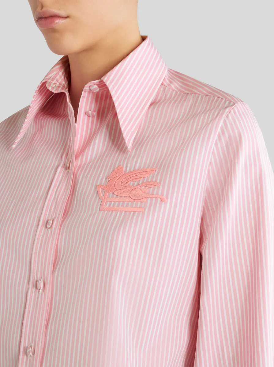 Logo-Embroidered Striped Buttoned Shirt