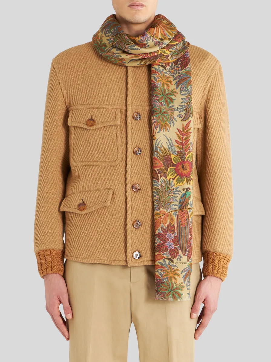 Floral-Printed Frayed-Edge Scarf