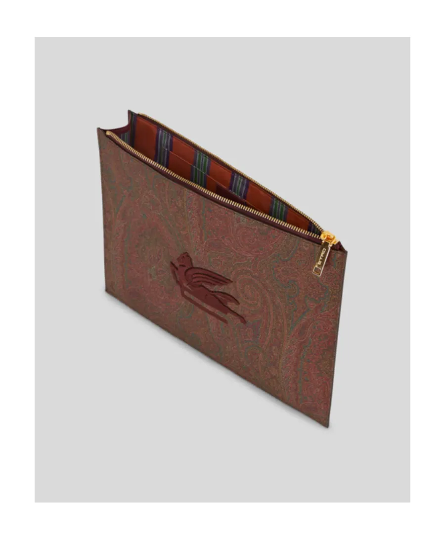Logo-Embroidered Paisley-Printed Zipped Pouch