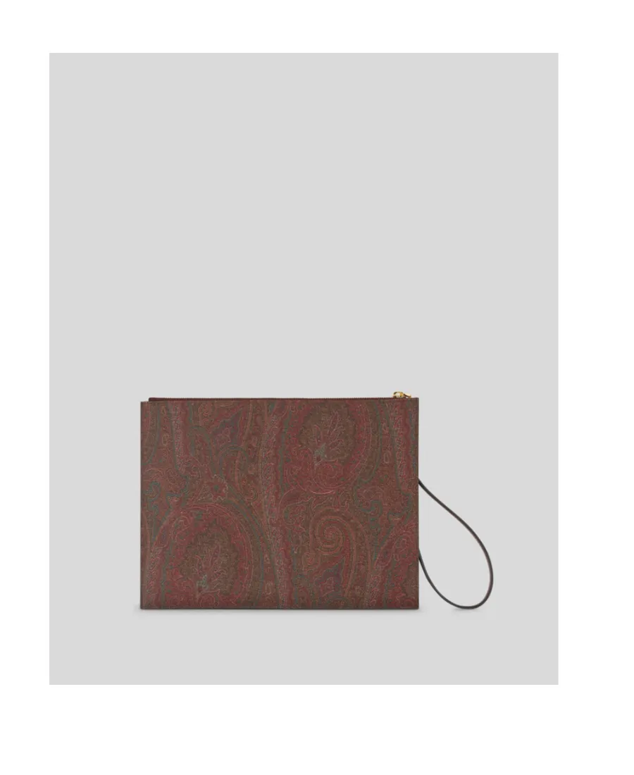 Logo-Embroidered Paisley-Printed Zipped Pouch