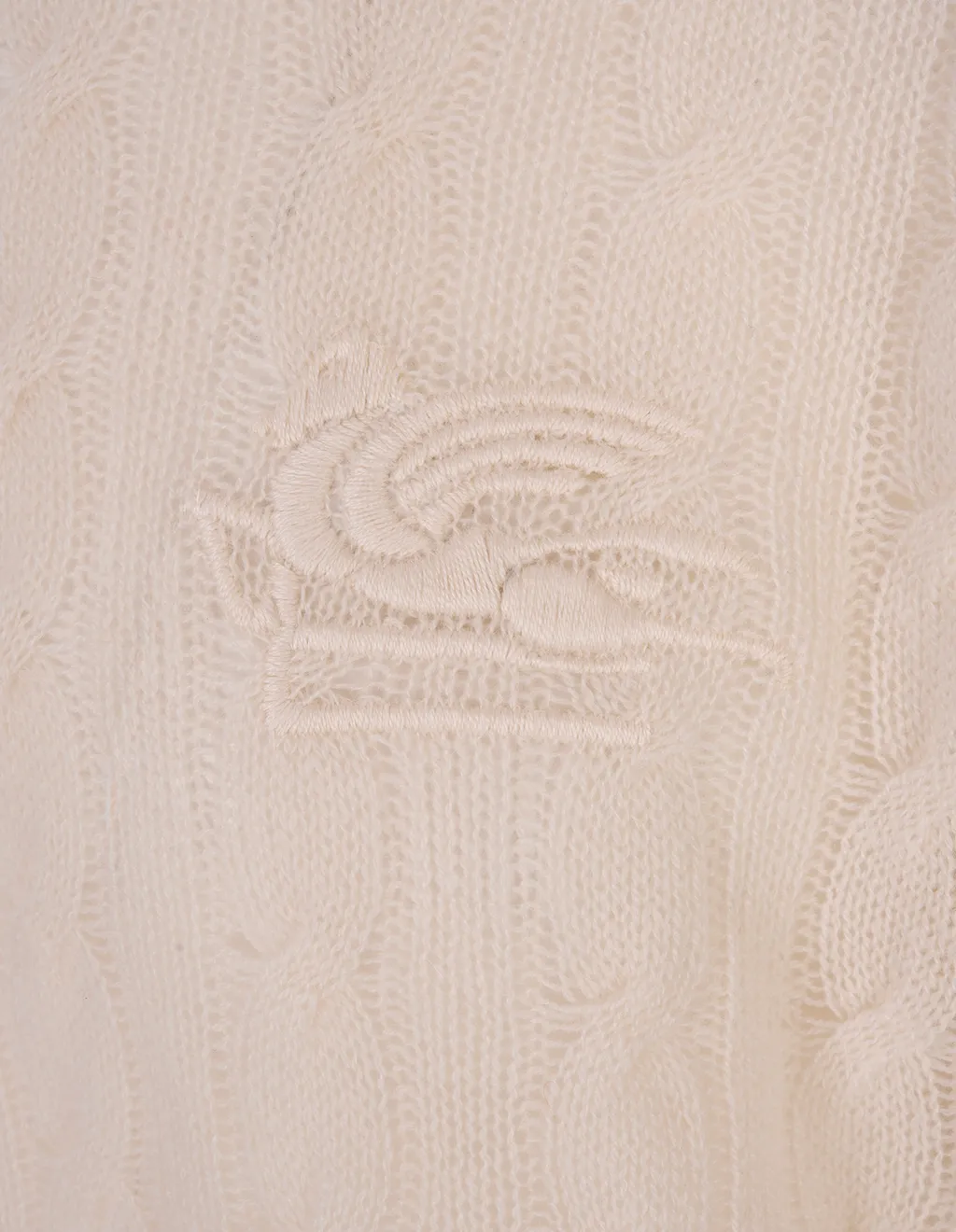Logo Embroidered Cable-Knitted Crewneck Jumper