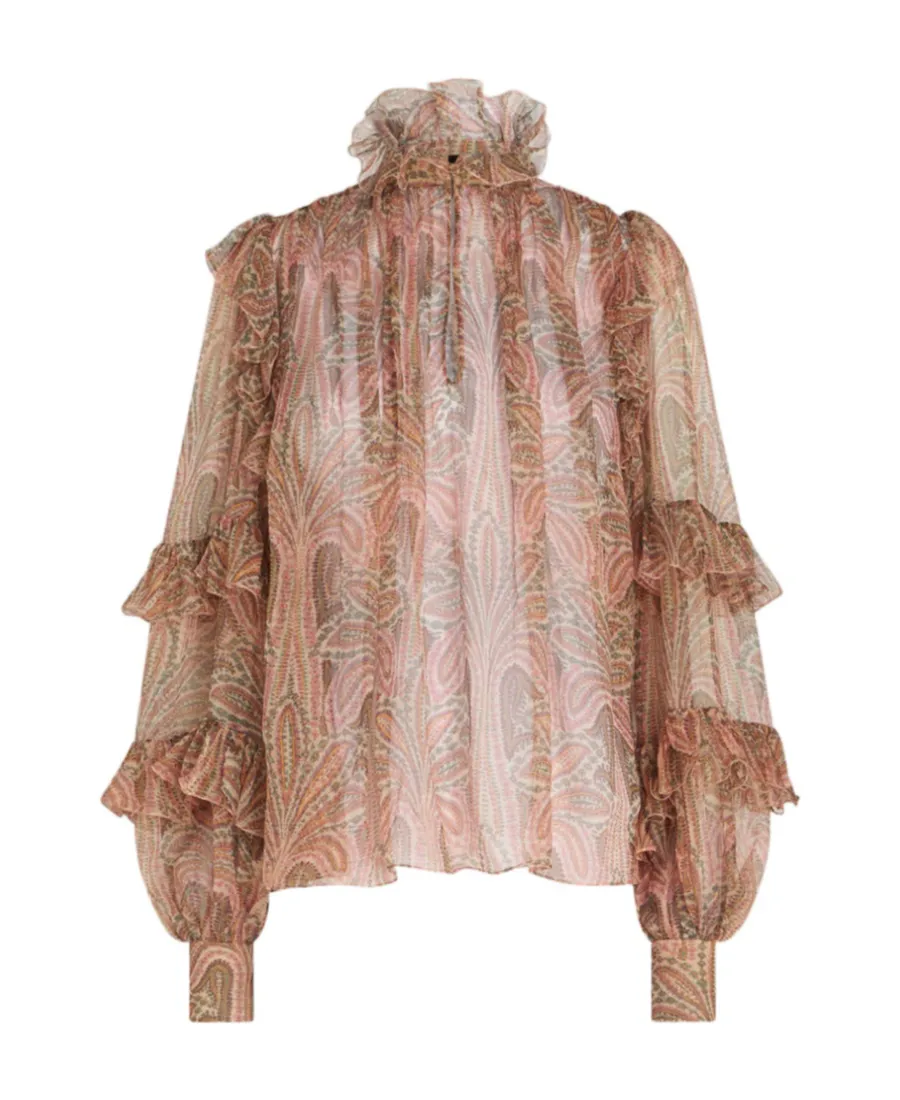 Semi Sheer Ruffled Blouse