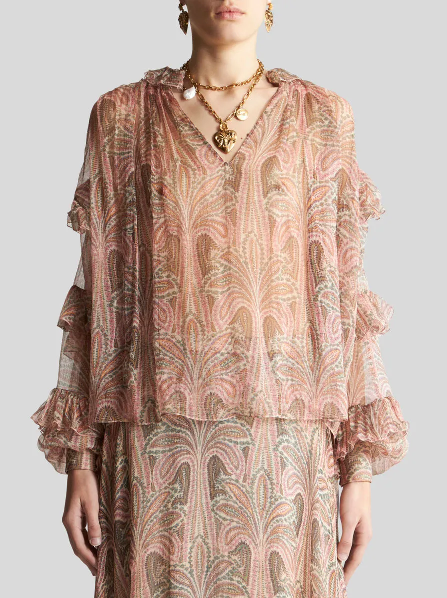 Semi Sheer Ruffled Blouse