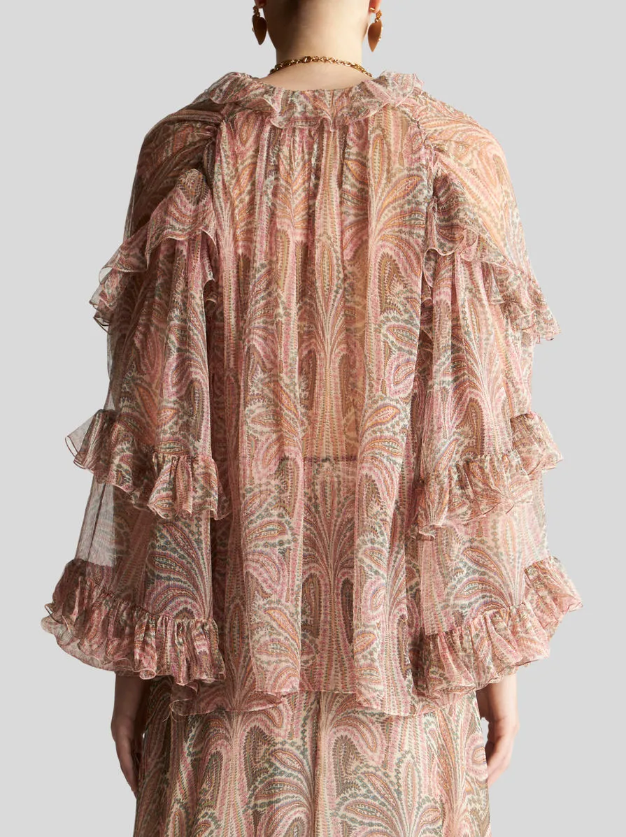 Semi Sheer Ruffled Blouse