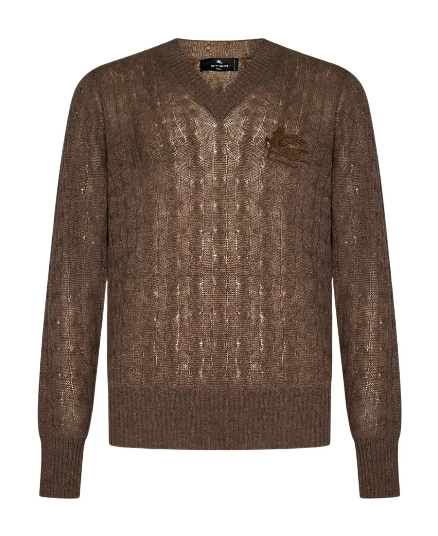 Logo-Embroidered V-Neck Knitted Jumper