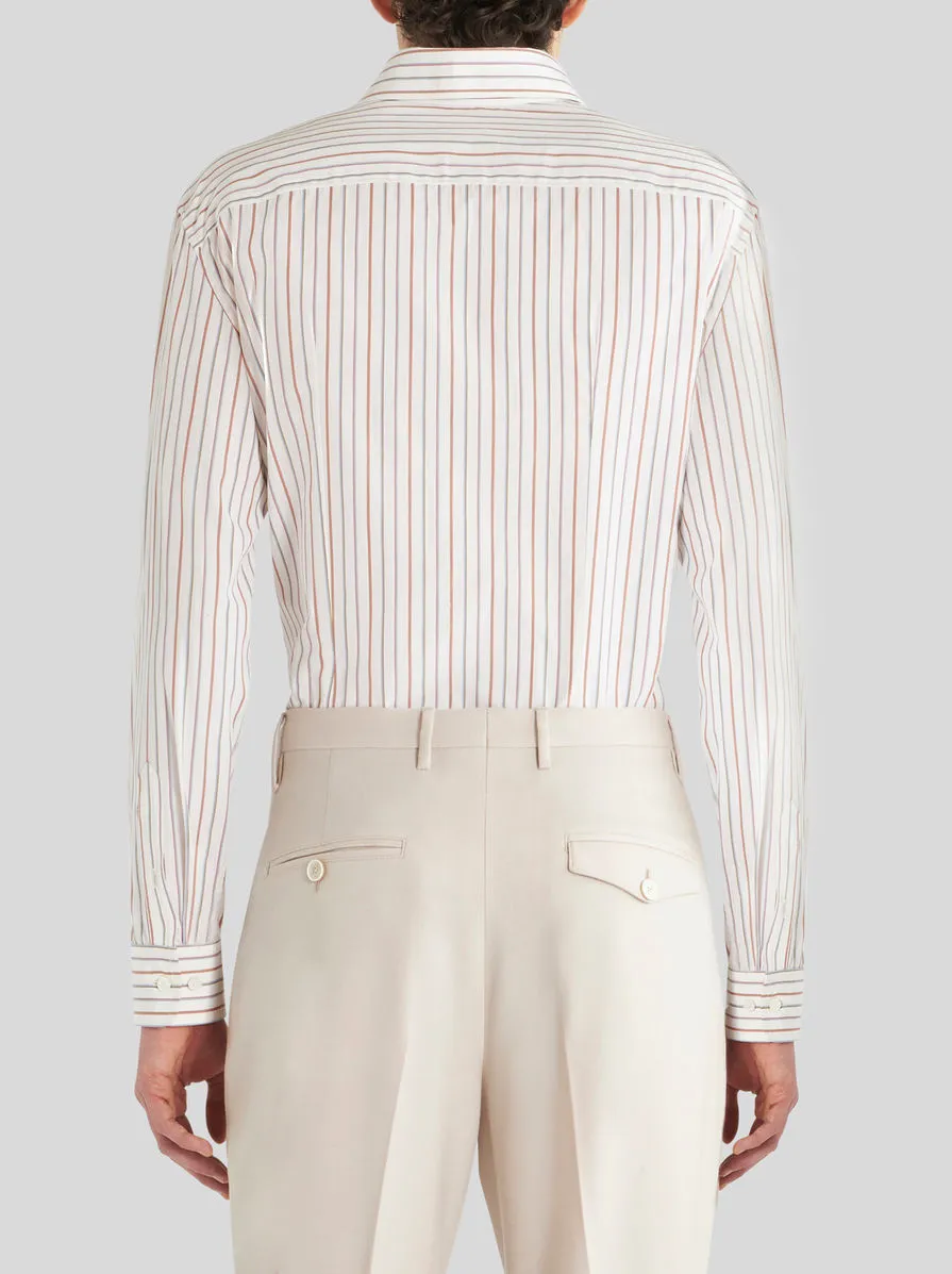 Logo Embroidered Striped Long-Sleeved Shirt