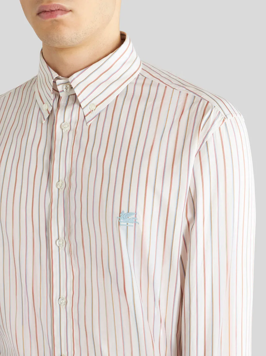 Logo Embroidered Striped Long-Sleeved Shirt